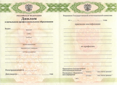 Диплом ПТУ (Училище) 2011 - 2023 годы
